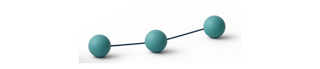 Three teal points connected by a navy line.